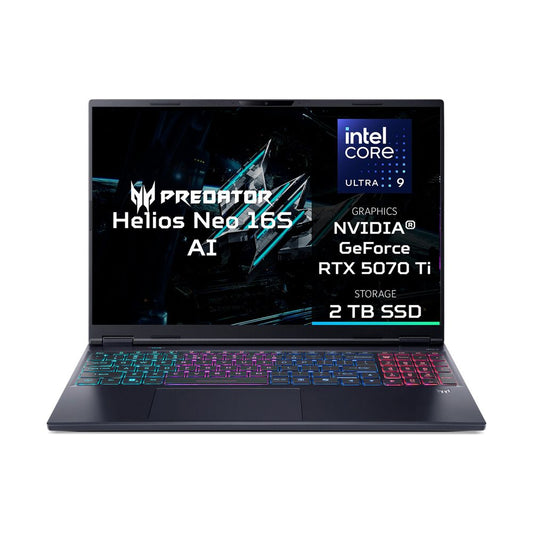ACER Predator Helios Neo 16S Notebook Gaming, 16", processore Intel Core Ultra 9 275HX, NVIDIA GeForce RTX 5070 Ti, RAM 32 GB, 2048 GB SSD, Black, Windows 11 Home